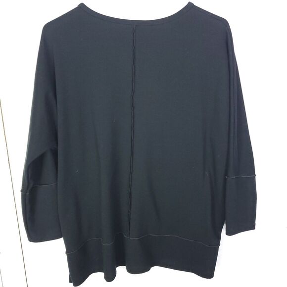 Spanx Sweater Womens M Sweatshirt Front Seam Dolman Sleeve Athleisure Black - Picture 2 of 7